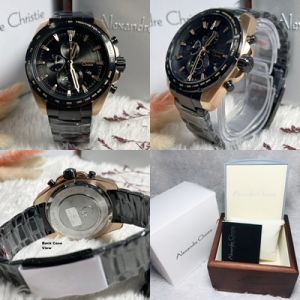 Jam Tangan Pria Alexandre Christie AC6652 AC 6652 Original Garansi Resmi 1 Tahun - Tali Kulit dan Rantai