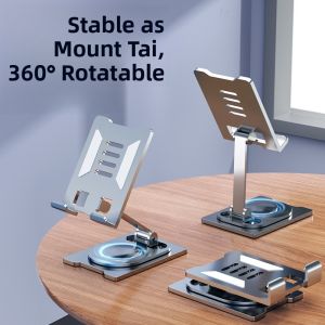 Aluminum Alloy Mobile Phone Stand Desk Lazy Tablet Support Bracket 360 Degree Rotation Foldable Stretchable Video Universal Holder