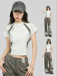 QIAOJIAOYA | Áo Thun Slim-fit Không Tay Màu Xám