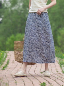 WUSEWUWEI | กระโปรงทรงเอผ้าลินินสีใสสไตล์คลาสสิกสำหรับผู้หญิง ทรงหลวม สบายๆ ฤดูร้อน 2023 กระโปรงทรงเอสไตล์มินิมอล เอวสูง ไม่มีซิป ไม่มีซับใน