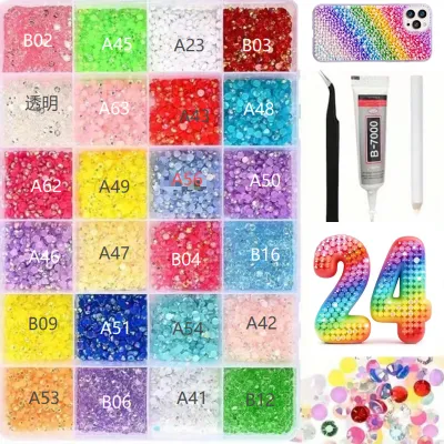 24 Colors Jelly Resin Bedazzling Kit3mm Flatback Gems Bedazzler Kit with Rhinestones & Tools for CraftsNailsShoes