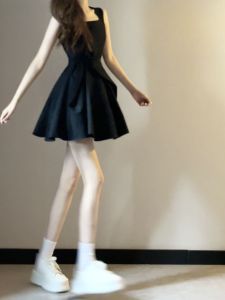 CHANGTONG | Fashion Cute Waist Accentuating Fluffy Mini Dress