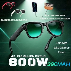 M02 Ultra 800W Smart Glasses Translator Photo Video Recording Music Playback With Charging Box SmartGlasses Sunglasses Men Women