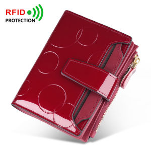 Fashion Womens Wallets RFID Blocking Card Holder Purses for Women Patent Leather Wallet and Handbags with Zip Coin Pockets