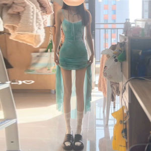 Đầm đuôi cá CHANGTONG hở vai dáng A ôm eo phong cách đi biển mùa hè