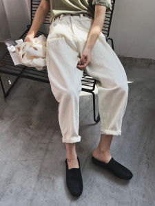 Quần Jeans Denim Harlan Rộng Rãi Cho Nữ Quần Ống Thẳng Bảy Mảnh Cạp Cao Có Chiều Dài Đến Mắt Cá Chân Mỏng