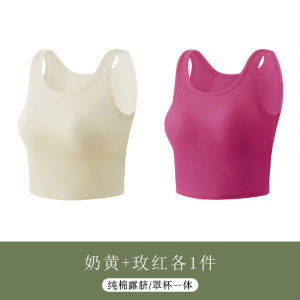 Bra Outwear round Neck Bottoming Tops Vest Womens Chest Pad Integrated Fashion Tape Wireless Summer Thin Tube Top