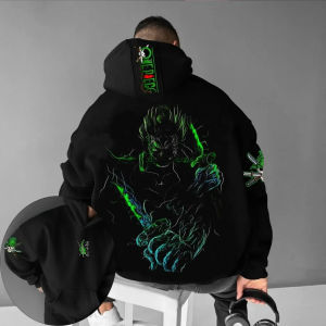 Bandai | One Piece Roronoa Zoro Anime Hoodie Men Women Streetwear Casual Parent-child Pullover T-shirt Harajuku Y2K Cosplay Anime Tops