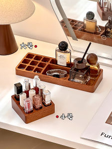 Wooden Cosmetic Perfume Organizer Rack Entrance Hallway Vintage Style Rectangular Partition Display Shelf Home Decor