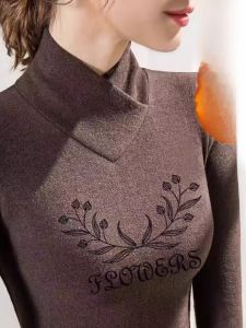 WANGGONGZHU | Princess Style Double-sided Cashmere Long Sleeve Half-high Collar Slim Fit Base Shirt Womens Autumn Winter Inner Wear T-shirt