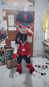 Kostum maskot badut karakter boboiboy halilintar dewasa lucu costume