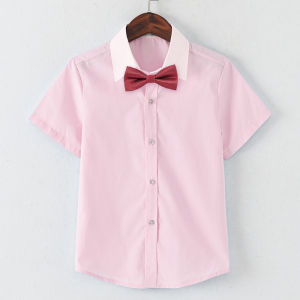 เสื้อเชิ้ตขาวแขนสั้นเด็กผู้ชายเสื้อเชิ้ตสีขาวชุดเด็กเด็กผู้ชายชุดนักเรียนเด็กวัยกลางและวัยโตชุดอนุบาลชุดนักเรียนชุดการแสดง