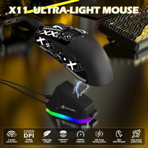ATTACK SHARK | ATTACK SHARK X11 Wireless Gaming Mouse – Charging Dock PixArt PAW3311 Sensor Tri-Mode 2.4G/BT/Wired Esports Ready
