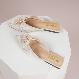 Fashionable Pointed Toe Slip-On Slippers for Women Summer Outdoor Wear Anti-Slip Odor-Resistant Lazy Shoes Large Size Womens Footwear