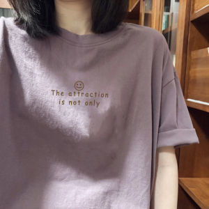 Retro Chic Pure Cotton Short Sleeve Oversize T-Shirt Womens Loose Top Korean Style High Waist Spring Summer Fashion Trend