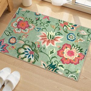 VIKAMA Moroccan Flower Floor Mat - Durable Anti-Slip Entrance Welcome Mat - Bathroom Carpet - Home Decoration