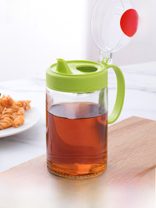 Tea Flower Oil Bottle Glass Leakproof Kitchen Supplies Plastic Oil Tank Pot Vinegar Bottle Soy Sauce Seasoning Storage Jar