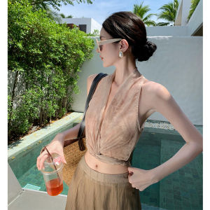 Beach Vacation High Waist Wide Leg Pants Draped Sense Silk Floating Skirt Lazy Style Bohemian Print Long Casual Pants