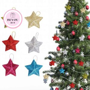 Phụ Kiện Trang Trí Noel Hình Ngôi Sao Lấp Lánh Ánh Nhũ Ngôi Sao Trang Trí Cây Thông Noel