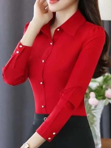เสื้อเชิ้ตฤดูใบไม้ผลิและฤดูร้อนแบบใหม่2023ชุดทางการแมทช์ง่ายแขนยาวสำหรับผู้หญิงเสื้อสไตล์เกาหลีชุดผู้หญิงเข้ารูปสำหรับทำงานเสื้อเชิ้ตสำหรับคุณแม่ OL