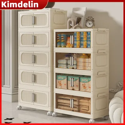 KIMDELIN ตู้เก็บของพลาสติกพร้อมล้อห้องนั่งเล่นห้องครัวห้องนอนออแกไนเซอร์จัดเก็บอัพเกรดเป็นที่เก็บหนังสือและของเล่น