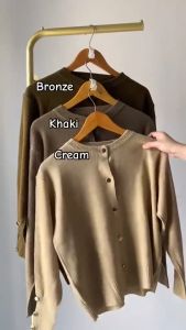 AIRA CARDIGAN RAJUT ATASAN OUTER WANITA KNITWEAR/CARDIGAN BASIC KNIT KANCING SILVER TEBAL PREMIUM