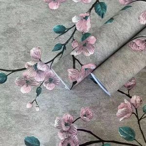 Floral Wallpaper Grey Peel and Stick Wallpaper Flower Self Adhesive Wall Paper Roll Removable Contact Paper Decorative