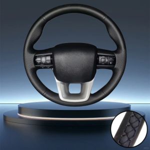 Car Accessories Hand Stitched Black Microfiber Leather Perforated 2015-2021 Steering Wheel Cover For Toyota Fortuner Hilux
