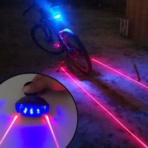 1-4pcs Cycling Mountain Bike Safety Warning Light Bicycle Laser Taillight 5 Led Parallel Line Laser Laser Taillight Night Riding