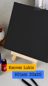 TRG Stretched Art Black Canvas Board 20x20 cm Watercolor Artist Acrylic Paint - Kanvas Hitam Media Lukis Cat Air Akrilik Minyak Poster Siap Melukis Ukuran 20 x 20 TRG
