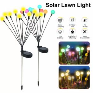2PCS Solar Powered Firefly Lights: A Solar Garden Decorative Light Christmas Lamp