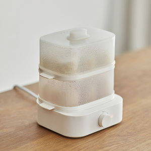 Olayks Egg Cooker Bun Steamer  Birds Nest Electric Food SteamerHousehold Multi-Functional Ceramic Mini Boiled Egg Artifact Double-Layer Breakfast Machine Detachable Steamer Student Dormitory