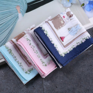 Sonkiss Pure Cotton Handkerchief Soft Absorbent Womens Style Artistic Dyed with Ink Traditional Chinese Aesthetic