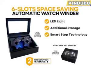 6+6 Slot Automatic Watch Winder Leather Storage with Additional Storage Display and 4 Rotation Modes