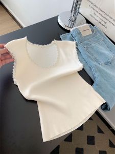 YUFUQING | เสื้อสเวตเตอร์ถักคอตั้งสไตล์ฝรั่งเศสสำหรับผู้หญิง ฤดูร้อน 2025 เสื้อกั๊กแขนกุดแบบใหม่ ระดับไฮเอนด์ ใส่ได้ทั้งในและนอก