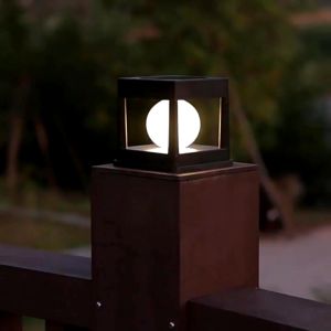 Vimite LED Solar Column Light Outdoor Waterproof Warm Courtyard Lamp Fence Decorative Post Light for Lawn Gate House Pathway