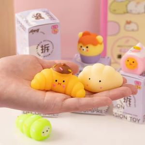 Stress Relief Bakery Food Bread Blind Box Toy Squeeze Soft Glue Kawaii Random Fidget Toy for Children Girl Kids Gifts
