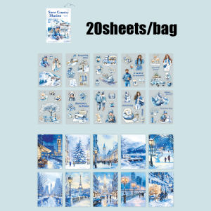 20pcs Snow Country Fantasy Winter Theme Sticker Book Snowy Atmosphere Scene Materials Planner Diary Album Collage Decor Mr.Paper