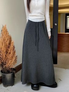Fall Winter Comfortable Knitted A-Line Midi Skirt Womens High Waist Slim Fit Casual Style Korean Version New Arrival 2025