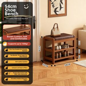 TUOJUE | Shoe Bench and Coat Rack 2-in-1 Organizer for Entryway