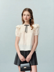 AIVEI | Youthful and Sweet Lace Trim Chiffon Top