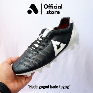 Aozora sepatu bola kulit kangguru Aozora lugga FG black white terbaru bahan kulit nyaman dipakai full jahit keliling awet tahan lama