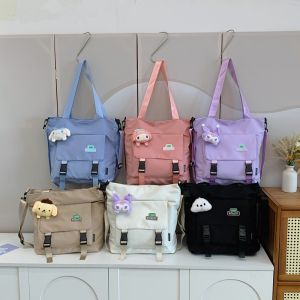 Large Capacity Canvas Shoulder Bag Womens Handbag Simple Japanese Style Book Carrier Study Bag Versatile Tutorial Bag