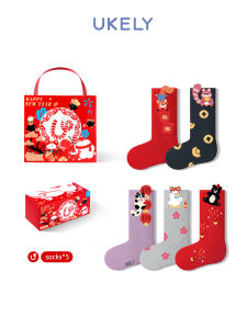 Pure Cotton Mid-Calf Socks for Boys And Girls Baby New Year Socks Snake Year Girls Toddler Socks Red Color Autumn Winter Kids