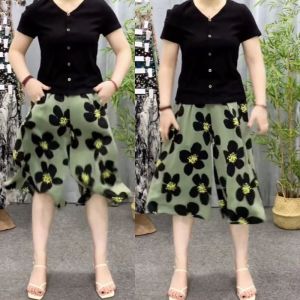 Ice Silk Leggings Womens Summer New Arrival Plus Size Loose Chubby Girl Mothers Cropped Pants Fashionable Wide Leg Pants Casual Skirt Pants