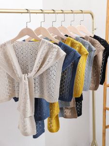 Khăn Choàng Dệt Kim Mùa Xuân Thu Cho Nữ Áo Khoác Ngoài Mùa Hè Phòng Máy Lạnh Hở Vai Đa Năng Cổ Giả Chất Liệu Polyester