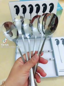 Hộp 6 Thìa Muỗng INOX Cán Dài Cao Cấp Sang Trọng - Thìa inox muỗng cà phê inox thìa dài uống trà đầu tròn tiện lợi