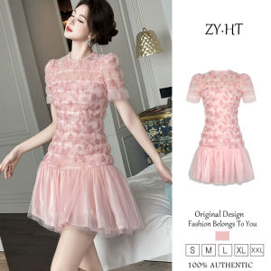 ZYHT ชุดเดรสผู้หญิงชุดเดรสใส่ทำงานชุดเดรสตาข่ายชุดสีชมพูชุดเดรสทรงเอชุดออกงานชุดเดรสแต่งงานหรูหราชุดเดรสปาร์ตี้ชุดราตรี21692