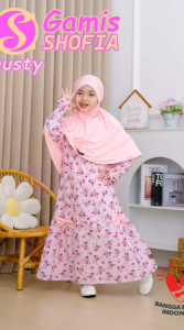 BUSANA MUSLIM ANAK KEKINIAN | GAMIS ANAK PEREMPUAN MOTIF BUNGA MANIS | GAMIS SHOFIA BY HASNA COLLECTION