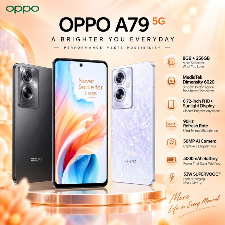 OPPO | OPPO A79 5G: 8GB+256GB, Dimensity 6020, 90Hz FHD+ display